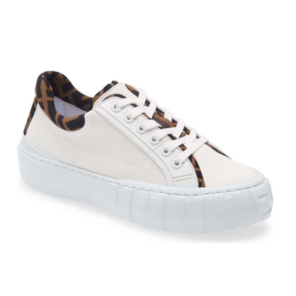 NIB $620 Fendi FF Logo Platform Sneaker, WHITE, Size 5US / 35.5EU!